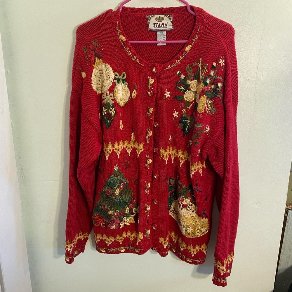 •Vintage• Tiara Embroidered Christmas Sweater